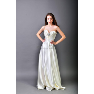 Rochie de mireasă Alma lungă, cu fustă amplă și aplicație cu pietre pe corset