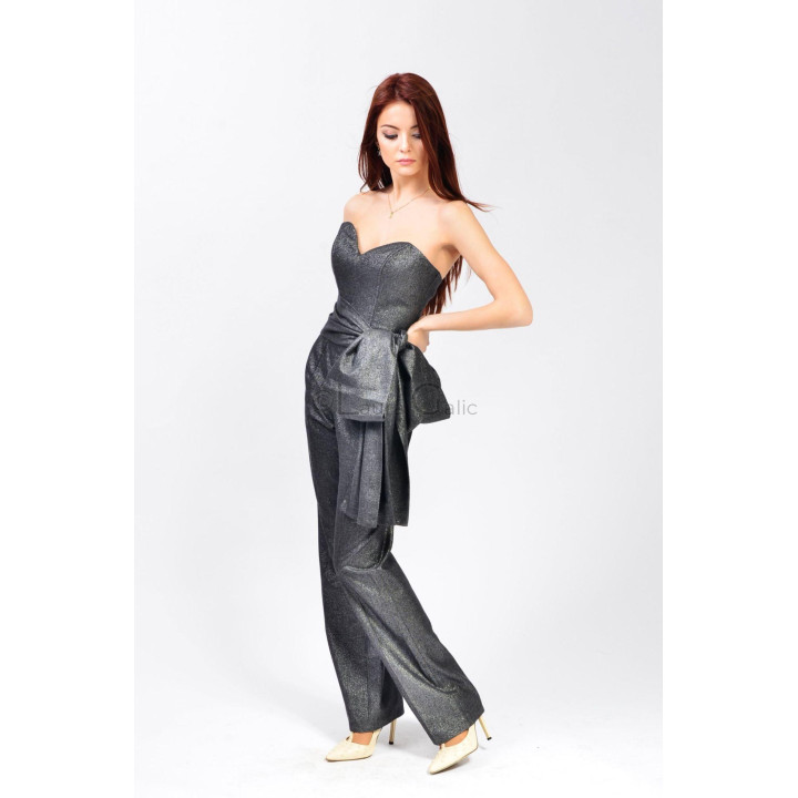 Compleu cu corset cambrat, fundă detașabilă și pantaloni cu croială amplă