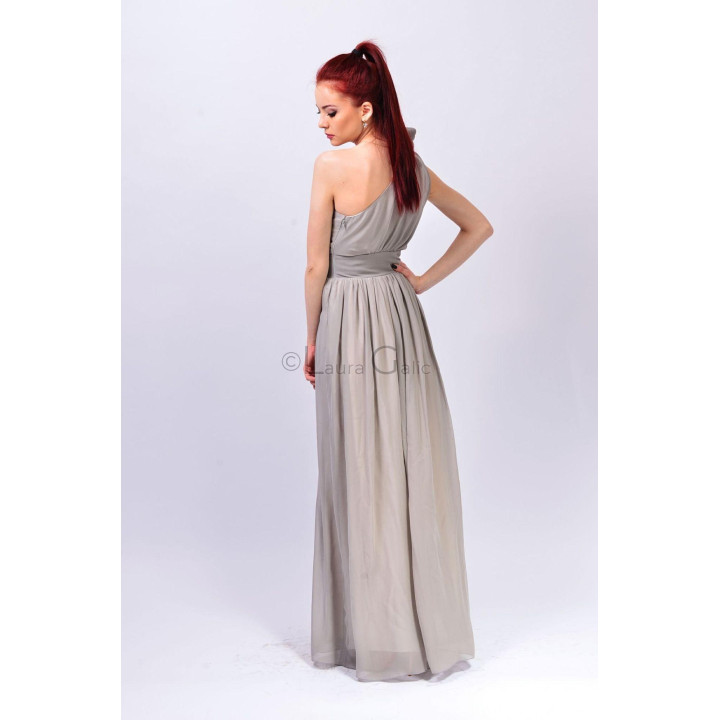 Back view of the Nina 2 dress showing its full skirt and side zipper