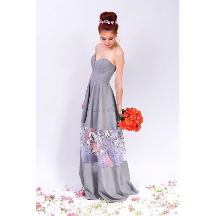 Erica dress with a sweetheart neckline and a full floor-length skirt