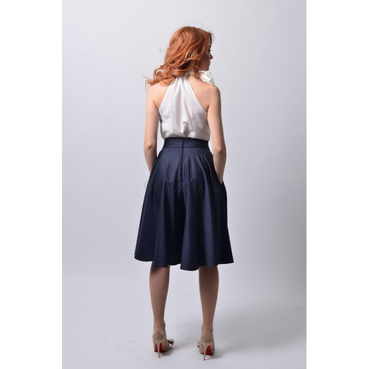 Back view of Alfreda skirt pants showing the high waistband and centre-back zip