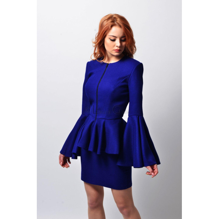 Close-up of the Malena jacket’s flared peplum and wide sleeve cuff