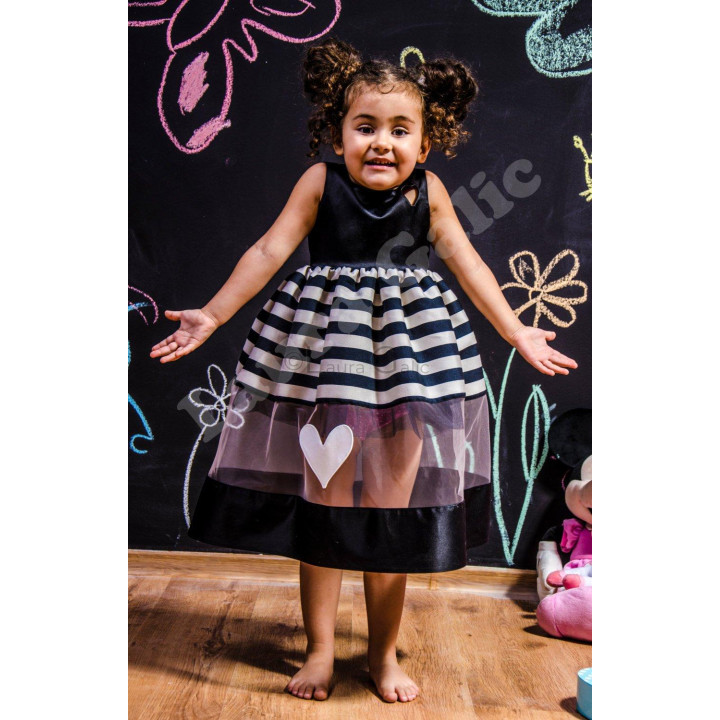 Julia Mini Dress with a heart-shaped bodice cutout, flared skirt and sheer overlay