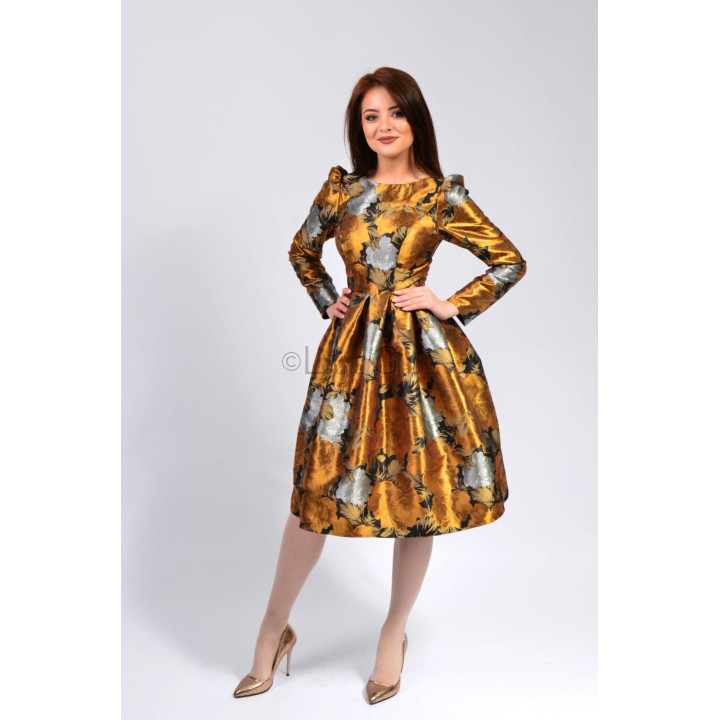 Rochie Celine 2 cu talie definită și fustă plisată cu imprimeu floral