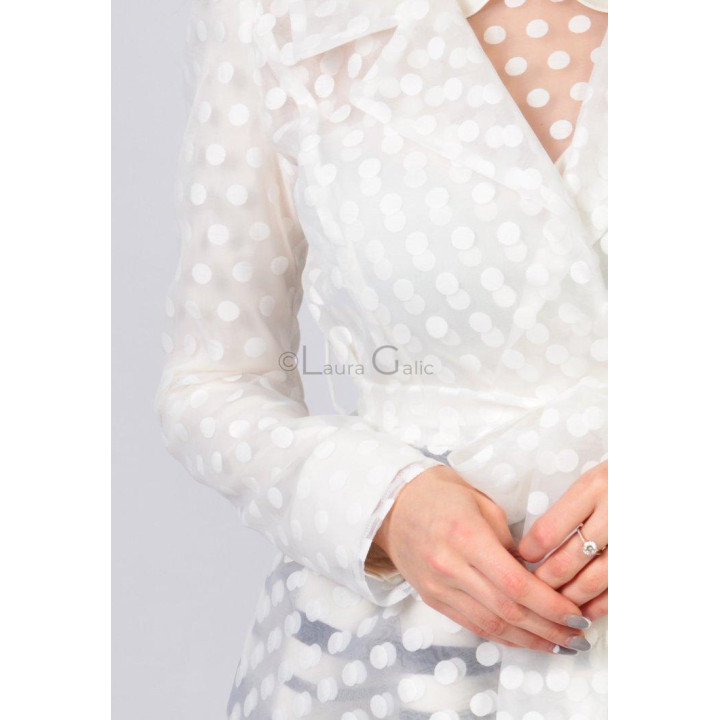 Detail of the polka-dot organza and sleeve on the Ofelia jacket