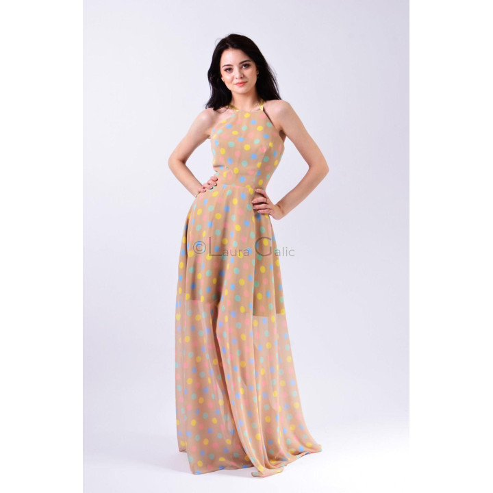 Rochie Octaviana 2 cu decolteu înalt și talie marcată, vedere din față