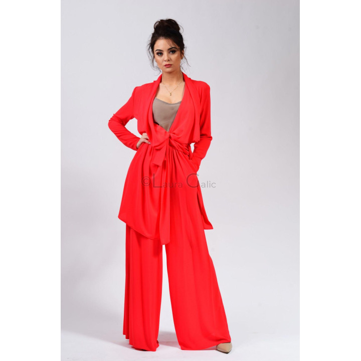 Costum de damă Demetra cu cordon legat în talie și pantaloni largi John 2