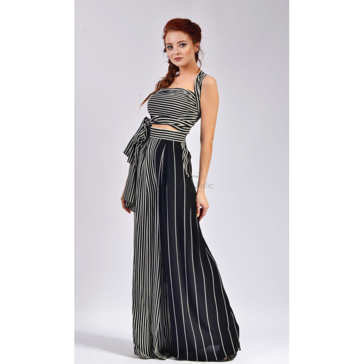 John 2 trousers featuring a wide waistband and contrasting black and white stripes