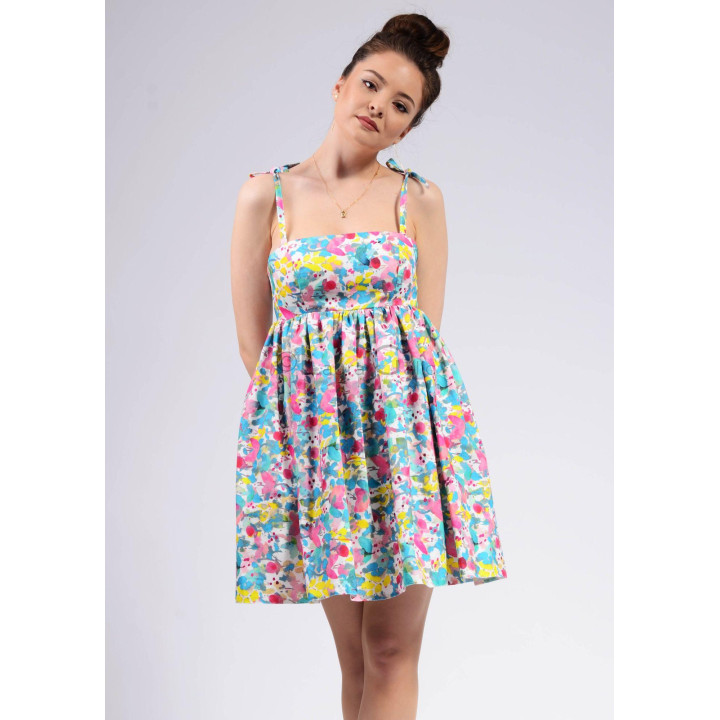 Rochie Elena cu bust ajustat și fustă babydoll plisată în talie