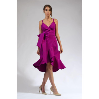 Chiara wrap dress with wide bow tie