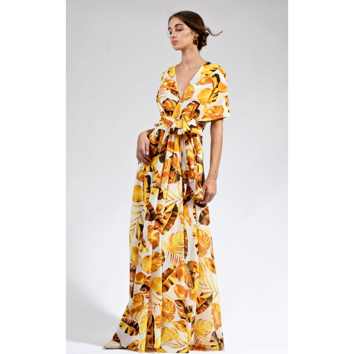 Agnes 3 dress with voluminous sleeves formed by the scarf styling