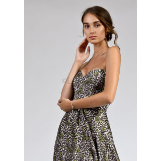 Rochie Alma vascoza satinata, corset cu inchidere fermoar spate, personalizata