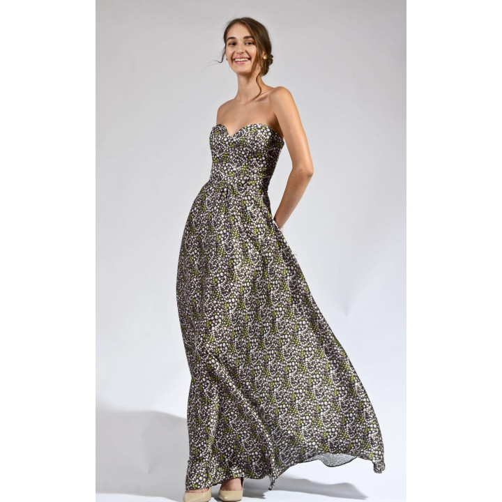 Rochie Alma vascoza satinata, corset cu inchidere fermoar spate, personalizata