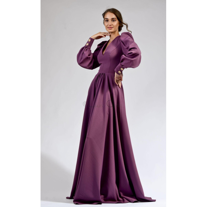 Rochie Antonia 1 , fusta in A inchidere fermoar spate, maneca bufanta, personalizata