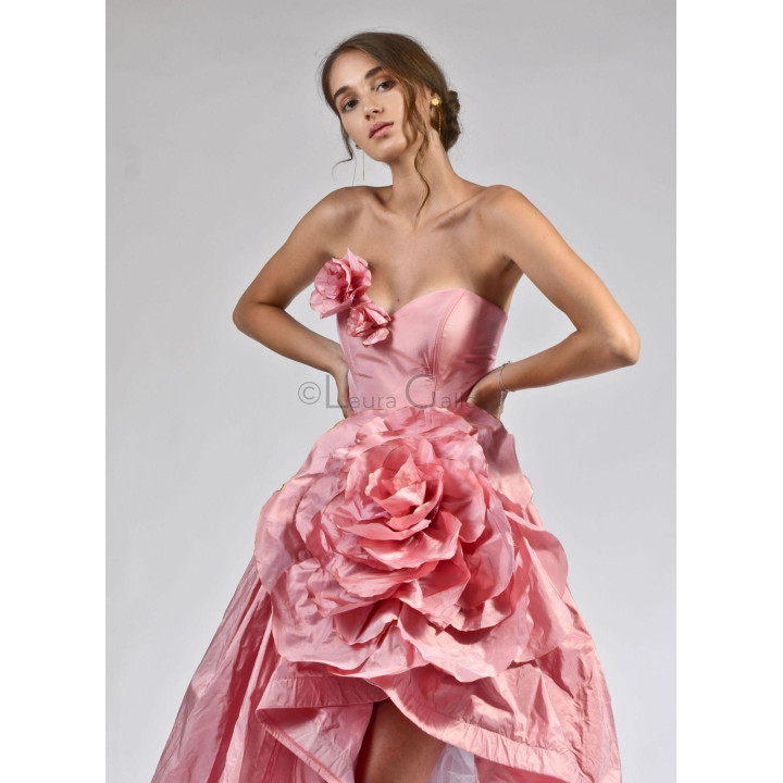 Lucia dress, corset to with zipper closure and tulle underskirt, taffeta