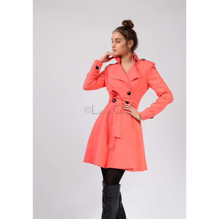 Trench din imitatie piele intoarsa