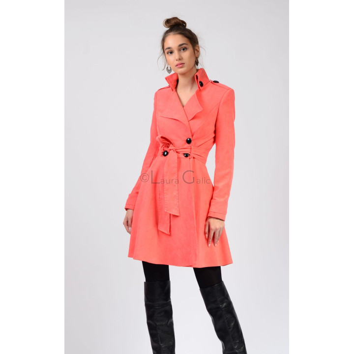 Trench din imitatie piele intoarsa