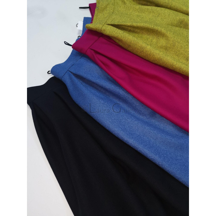 Set de fuste plisate Gina în negru, albastru, fuchsia și galben-verzui
