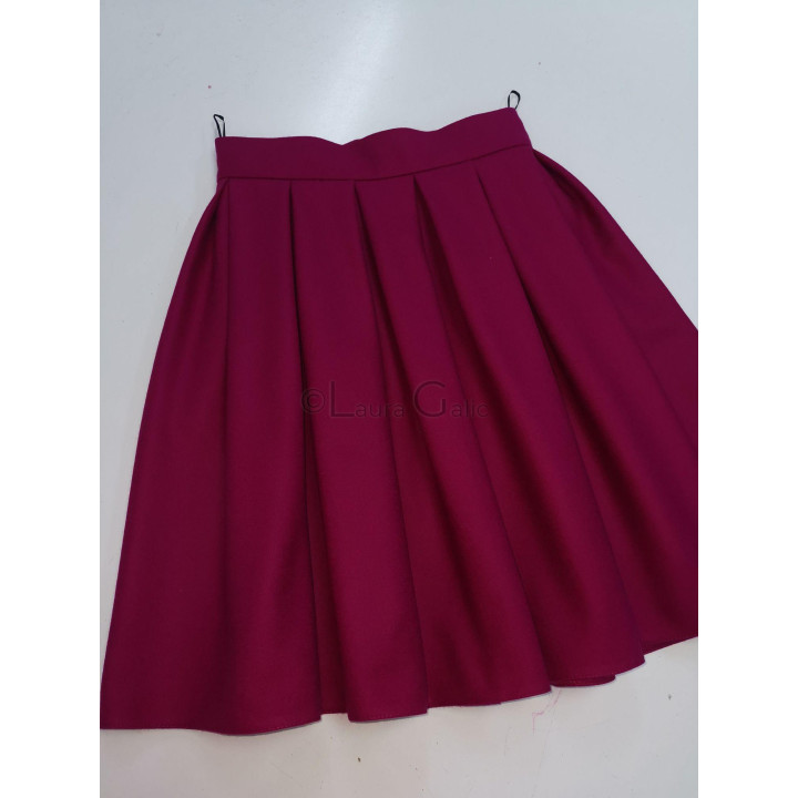 Fustă Gina fuchsia cu pliuri ample și croială evazată