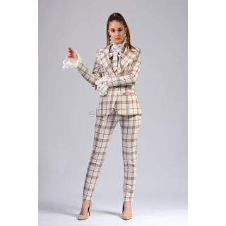 Costum damă Ramona 3 în carouri, cu sacou și pantaloni cu croială strâmtă