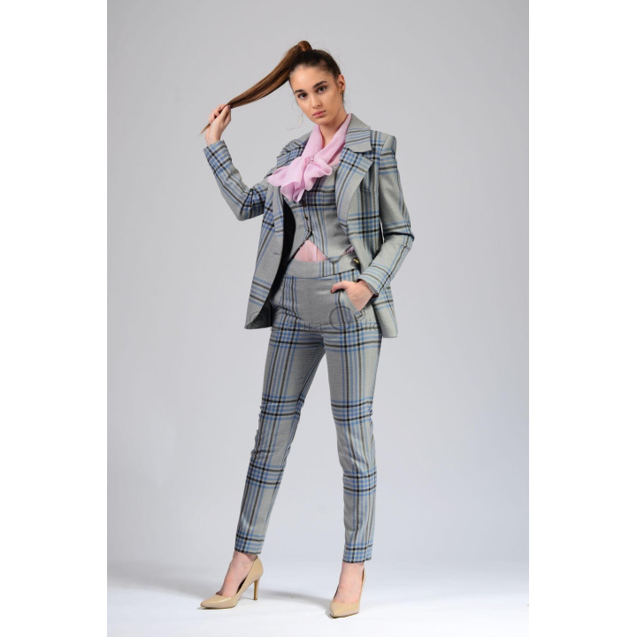 Full Ramona women's suit with checked blazer, corset-style waistcoat and trousers