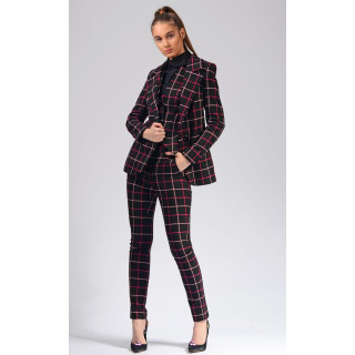 Ramona 3-piece suit in black and pink checks with jacket, vest and slim trousers
