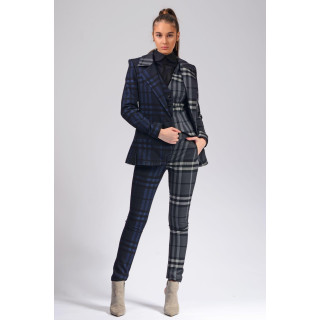Ramona 3 women's three-piece suit with jacket, vest and navy and grey plaid trousers