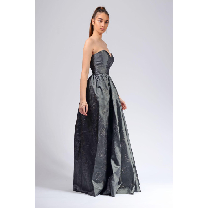Rochie de seară Calypso cu decolteu în formă de inimă și broderie florală