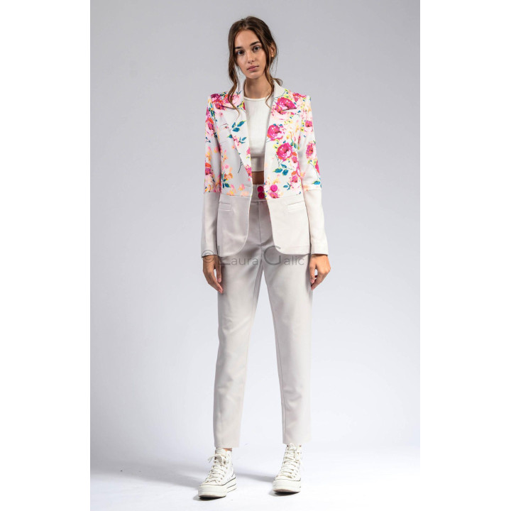 Full-length view of the Zoot boyfriend trousers with a straight leg