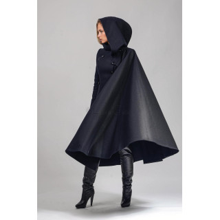 Rebecca 1 navy coat with hood and full detachable cape