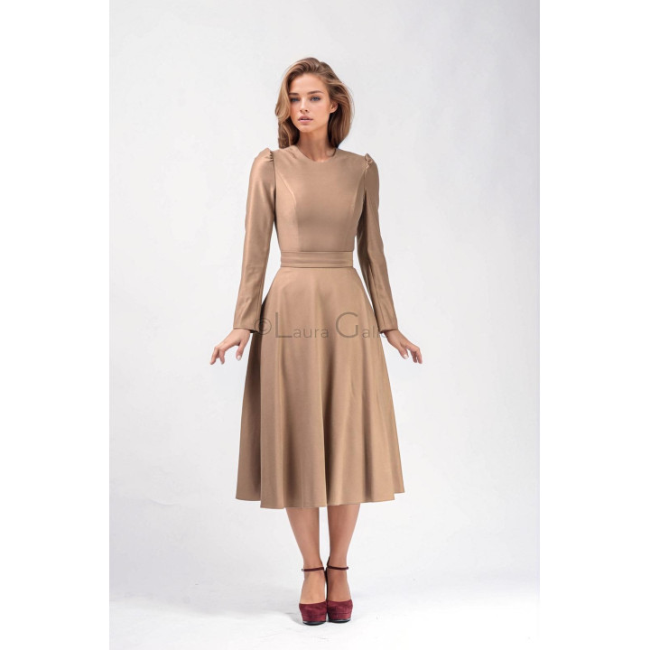 Rochie Pita 4 cu decolteu rotund, betelie lată și fustă clos