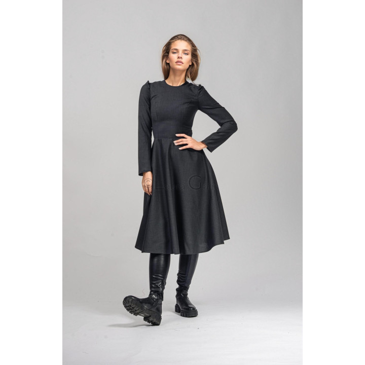 Pita 4 office dress with long sleeves and lightly gathered shoulders