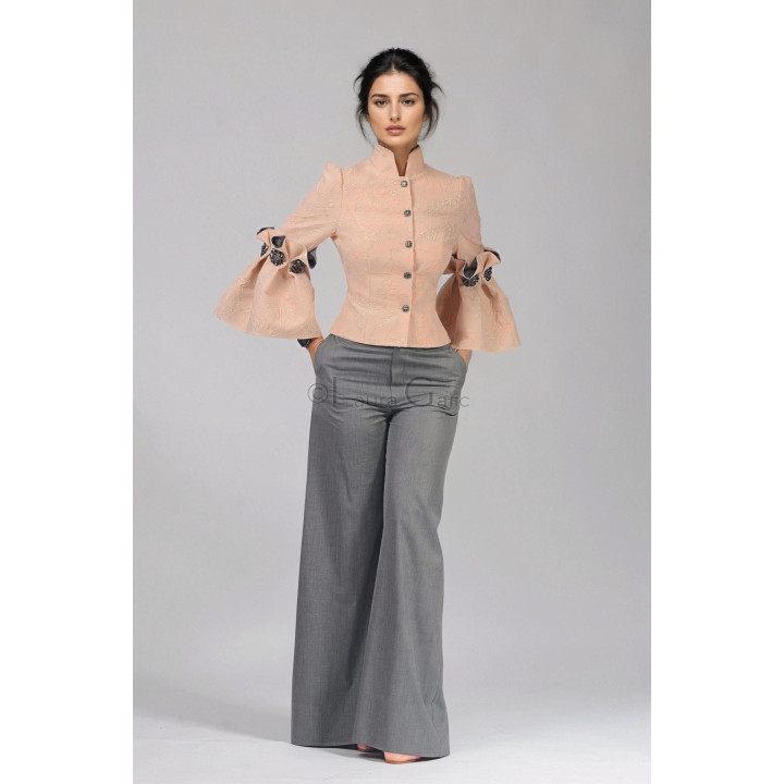 Full-length Federica 2 suit showing the fitted jacket and wide flared trouser legs