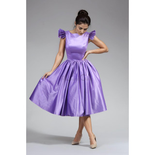 Rochie Lidia, tafta satinata bumbac, jupa tulle, la comanda, culori disponibile