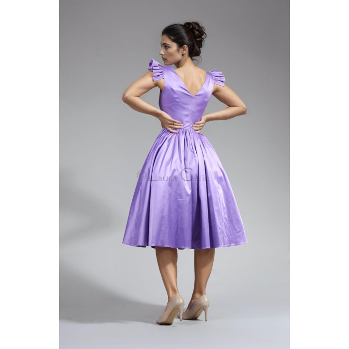Lidia dress, cotton satinated taffeta, tulle underskirt , custom made