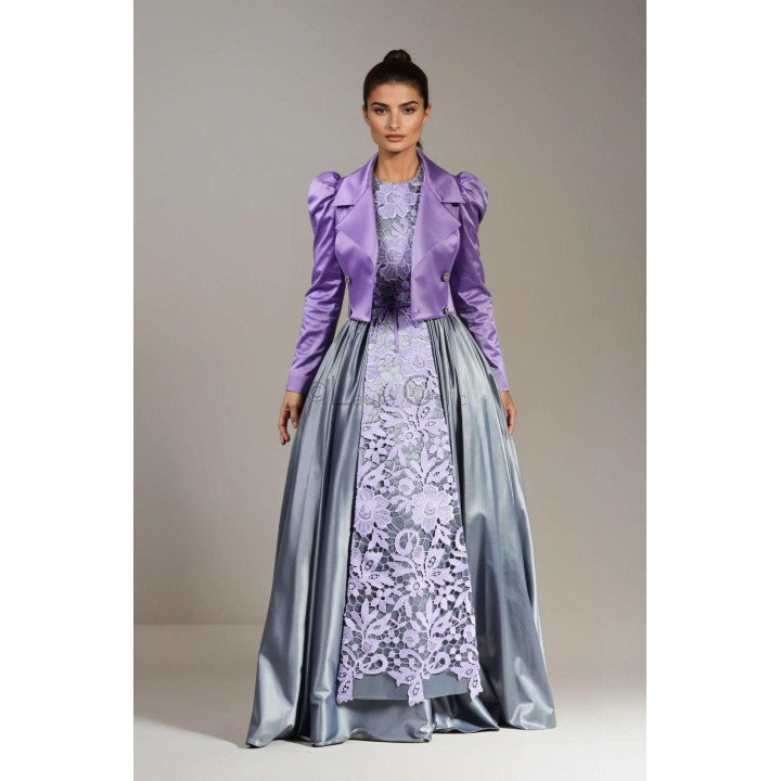 Front view of the Suzana jacket showing its fitted cropped shape and long sleeves