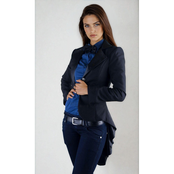 Mina Tuxedo-Tail Jacket with pointed lapels and a structured fit