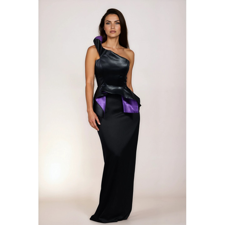 Corset de damă Verity 2 cu bretea lată pe un umăr și peplum violet contrastant