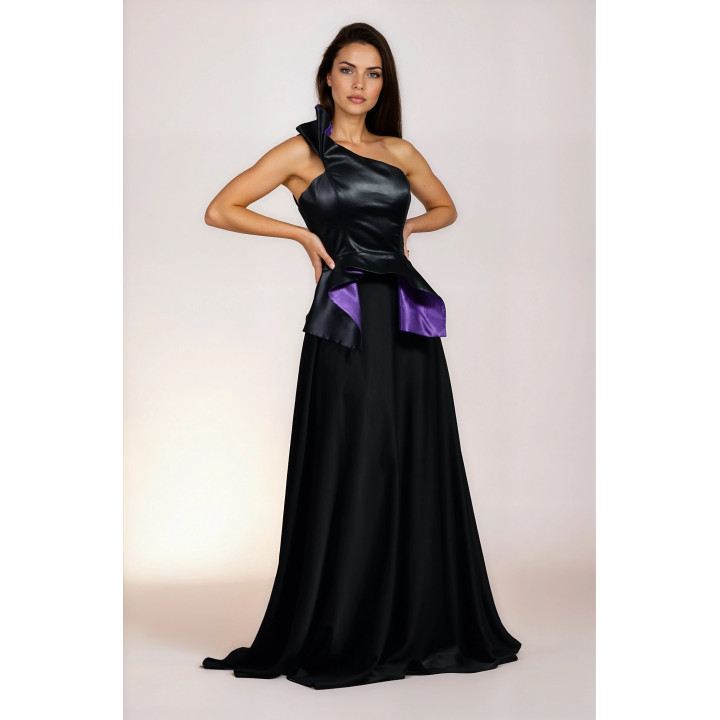 Corset Verity 2 cu peplum asimetric și interior violet, vedere frontală
