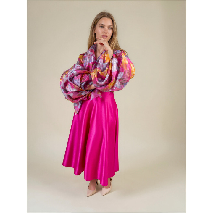 Olive 3 Organza shirt and skirt ensemble
