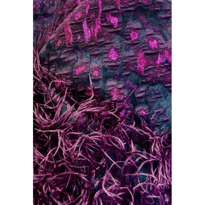 Floarea  Dress, embroided organza with feathers