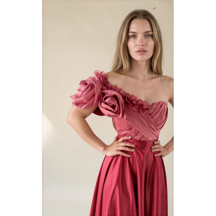 Compleu Kendra  corset Matase cu fusta cu trena