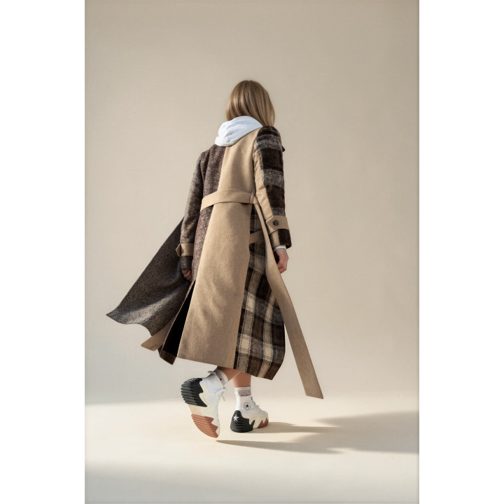 Romanita 3 women's wool coat, warm-toned fabric mix | Laura
