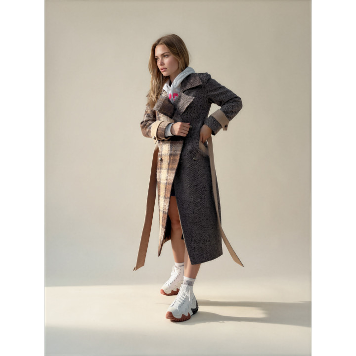 Romanita 3 women's wool coat, warm-toned fabric mix | Laura
