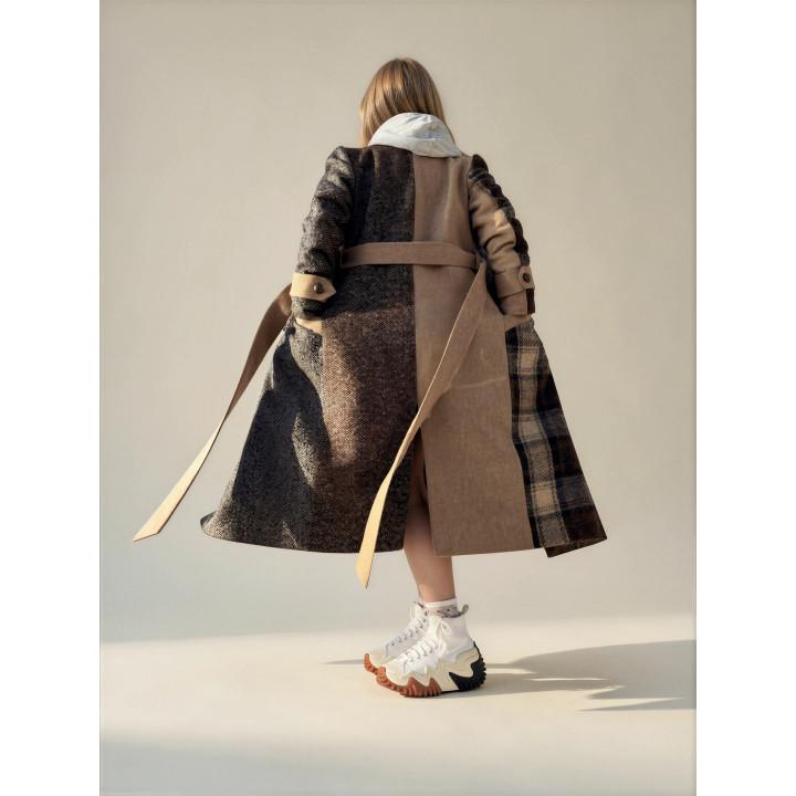 Romanita 3 women's wool coat, warm-toned fabric mix | Laura