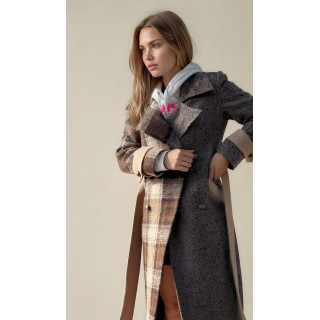 Romanita 3 women's wool coat, warm-toned fabric mix | Laura
